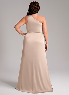 Azazie Phaedra Jurken voor bruidsmeisjes Jurk van Stretch Satijn met A-lijn One-shoulder Engelse Roos image9