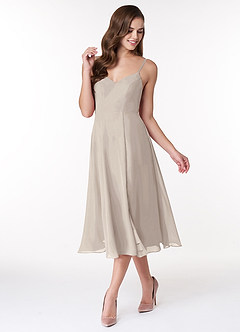Azazie Clarissa Bridesmaid Dresses Frost A-Line V-Neck Chiffon Dress image4