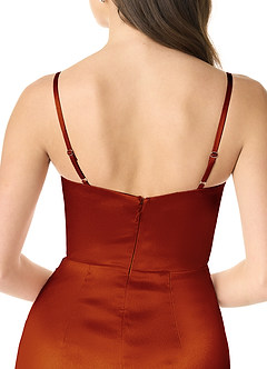 Azazie Sukia Bridesmaid Dresses Paprika Mermaid Pleated Metallic Satin Dress image5