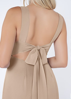 Azazie Christiana Bridesmaid Dresses Taupe A-Line V-Neck Pleated Chiffon Dress image6