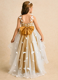 Azazie Darlina Flower Girl Dresses Ivory Butterscotch Ball-Gown Lace Tulle Dress image7