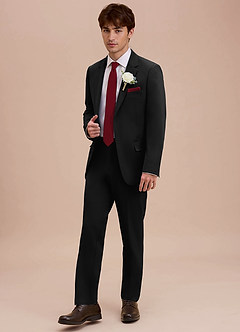 front Ethan Negro Traje de tejido refinado