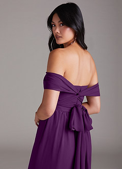 Azazie Lamara Bridesmaid Dresses Grape Off the Shoulder Chiffon Convertible Jumpsuit image6