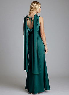 Azazie Tallie Bridesmaid Dresses Peacock Mermaid Pleated Stretch Satin Dress image4