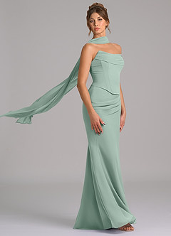 Azazie Sorrel Bridesmaid Dresses Agave Mermaid Corset Chiffon Dress image3