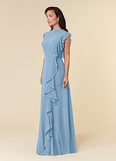 Azazie Narine vestidos de madre de la novia Vestido de Azul Pálido de Gasa de Corte en A con Cuello alto plisado image2