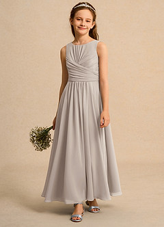 Azazie Ducky Junior Formal vestidos de niña de las flores Vestido de Escarcha de Gasa de Corte En A con Plisado image4