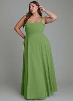 Azazie Shaude Brautjungfernkleider A-Linie Plissee Chiffon Kleid Basilikum image8