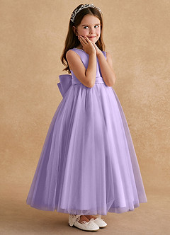 Azazie Cookie Flower Girl Dresses Lilac A-Line Bow Tulle Dress image3
