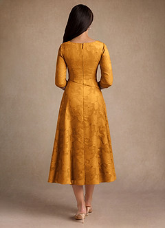 Azazie Durant Kleider für die Brautmutter A-Linie Plissee Blumen-Burnout Kleid Butterscotch image3