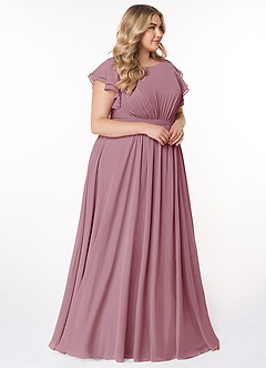 Azazie Daphne Modest Bridesmaid Dresses A-Line Ruffled Chiffon Floor-Length Dress image9