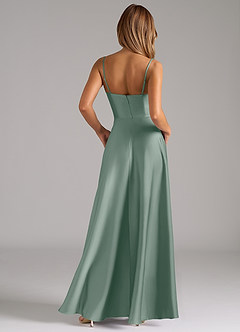 Azazie Elle Brautjungfernkleider A-Linie Plissee Stretch-Satin Kleid Silberner Salbei image7