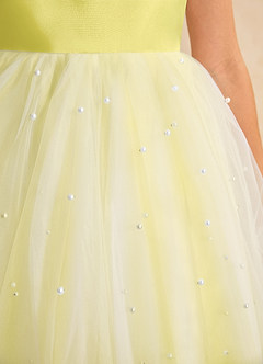 Azazie Esme Abiti da Ragazza di Fiori Abito Principessa in Tulle Fiocco Canarino image9