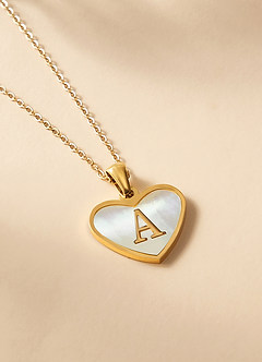 front Collier coquillage coeur monogramme