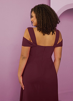 Barbie ♥ Azazie Bridesmaid Dresses Cabernet A-Line Off the Shoulder Chiffon Dress image7