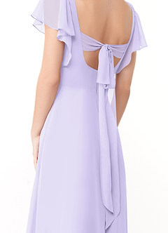 Azazie Syenna Robes de demoiselle d'honneur Robe Trapèze en Mousseline de soie Rayé Lilas image3