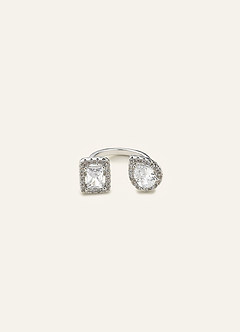 front Open Toi et Moi Pavé Halo Crystal Ring