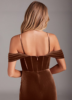 Azazie Jas Bridesmaid Dresses Umber Sheath Off-The-Shoulder Corset Velvet Convertible Dress image8