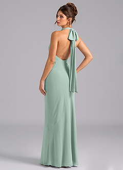 Azazie Velli Bridesmaid Dresses Agave Mermaid High Neck Chiffon Dress image7