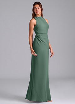 Azazie Evadne Bridesmaid Dresses Sea Moss A-Line Pleated Chiffon Dress image4