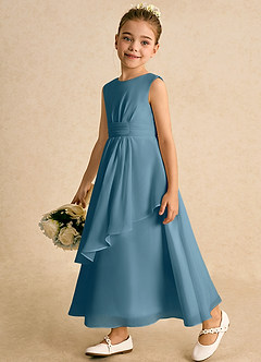 Azazie Edelweiss Flower Girl Dresses Bermuda A-Line Pleated Chiffon Dress image5