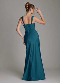 Azazie Agustina Abiti da Damigella Abito Sirena in Raso Elasticizzato Corsetto Blu Inchiostro image2