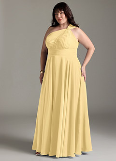 Azazie Charlize Bridesmaid Dresses Butter A-Line One Shoulder Chiffon Dress image11