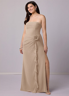 Barbie ♥ Azazie Bridesmaid Dresses Taupe Sheath Strapless Chiffon Convertible Dress image10