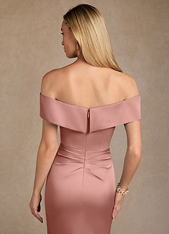 Azazie Laredo Mère de la mariée Robes Robe Sirène en Satin extensible Épaule décolletée Rosette image7