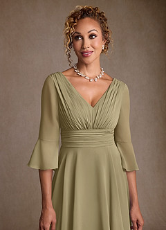 Azazie Aerynne Kleider für die Brautmutter A-Linie Plissee Chiffon Kleid Moosgrün image5