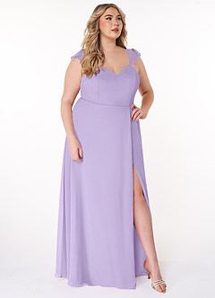 Azazie Everett Bridesmaid Dresses Lilac A-Line V-neck Ruched Chiffon Dress image9