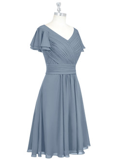 Azazie Hadley Final Sale A-Line Pleated Chiffon Knee-Length Dress image9