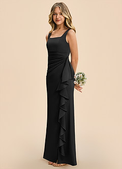 Azazie Adrienne Junior Robe Fourreau en Satin extensible Plissé Noir image5
