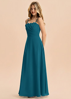 Azazie Rory Junior Ink Blue A-Line Pleated Chiffon Dress image3