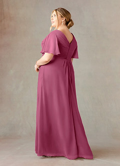 Azazie Morning Glory Mother of the Bride Dresses Mulberry A-Line V-Neck Ruched Chiffon Dress image8