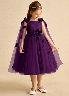Azazie Staria Flower Girl Dresses Grape Ball-Gown Ruched Tulle Dress image7