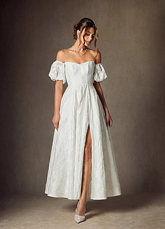 Azazie Clotille Trouwjurken Jurk van Burnout-Jacquard Met Bloemen met Baljurk Sweetheart Halslijn Diamant Wit image3