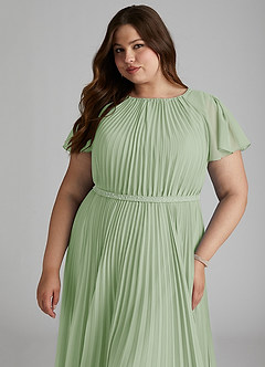 Azazie Kara Bescheidene Brautjungfernkleider A-Linie Plissee Chiffon Bodenlänge Kleid image15