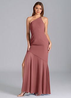 Azazie Tilla Brudtärnklänningar Klänning av Sjöjungfru i Chiffong En axel Ametist image4