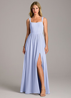 Azazie Rosaline Bridesmaid Dresses Lavender A-Line Side Slit Chiffon Dress image4