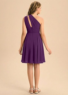 Azazie Charlize Junior Grape A-Line Pleated Chiffon Dress image2