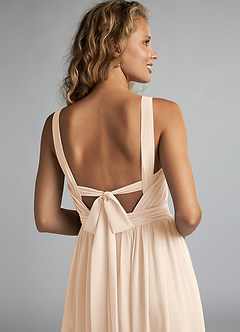 Azazie Aziza Bridesmaid Dresses White Alabaster A-Line V-Neck Pleated Chiffon Dress image6