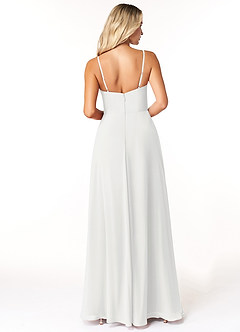 Azazie Moira Brautjungfernkleider A-Linie Schaufel Chiffon Kleid Weiß image3