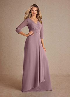 Azazie Mayfield Mother of the Bride Dresses Dusty Rose A-Line Pleated Chiffon Dress image4