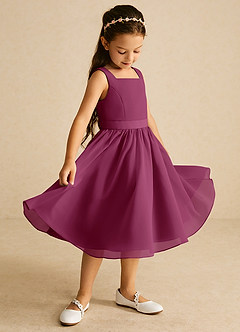 Azazie Ari Flower Girl Dresses Mulberry A-Line Sleeveless Chiffon Dress image1