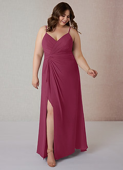 Azazie Emerald Bridesmaid Dresses Mulberry A-Line Ruffled Chiffon Dress image7
