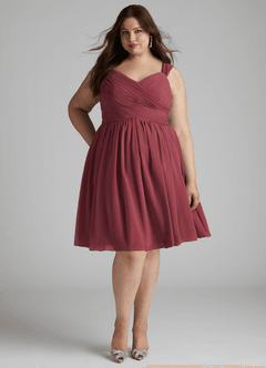 Azazie Angie Abiti da Damigella Abito A-Line in Chiffon Corsetto Merlot image11