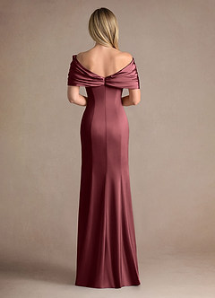 Azazie Auberdeen Kleider für die Brautmutter Meerjungfrau-Linie Plissee Stretch-Satin Kleid Merlot image3