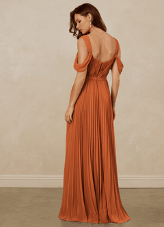 Christian Siriano Bridal for Azazie 1013 Robes de demoiselle d'honneur Robe Trapèze en Mousseline de soie Épaule décolletée Cannelle image4