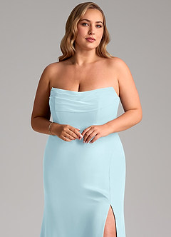 Azazie Saige Vestidos de damas de honor Vestido de Azul Nube de Gasa de Corte en A Convertible con Vestidos sin tirantes image11